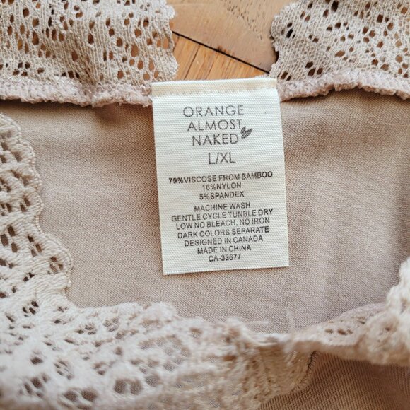 Orange Almost Naked Bamboo Lace Top Dililine Nude L/XL - Picture 8 of 16